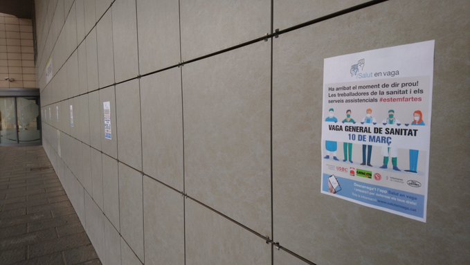 Convocatòria de vaga a la FHES. Imatge: Enric Noguera